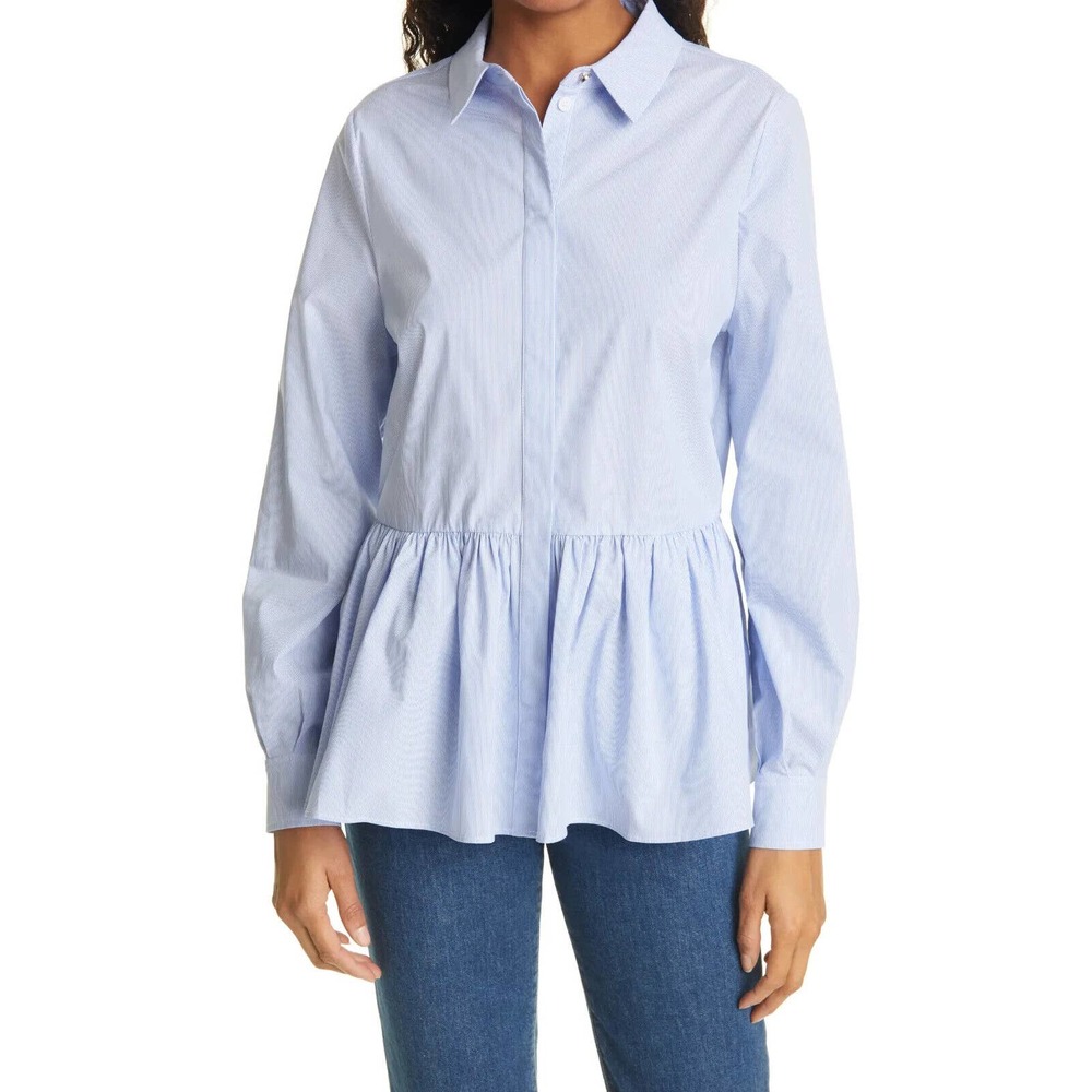 NEW TED BAKER LONDON Stripe Peplum Button-Up Shirt SIZE 2 (4­-6 US)/100%AUTHENTI